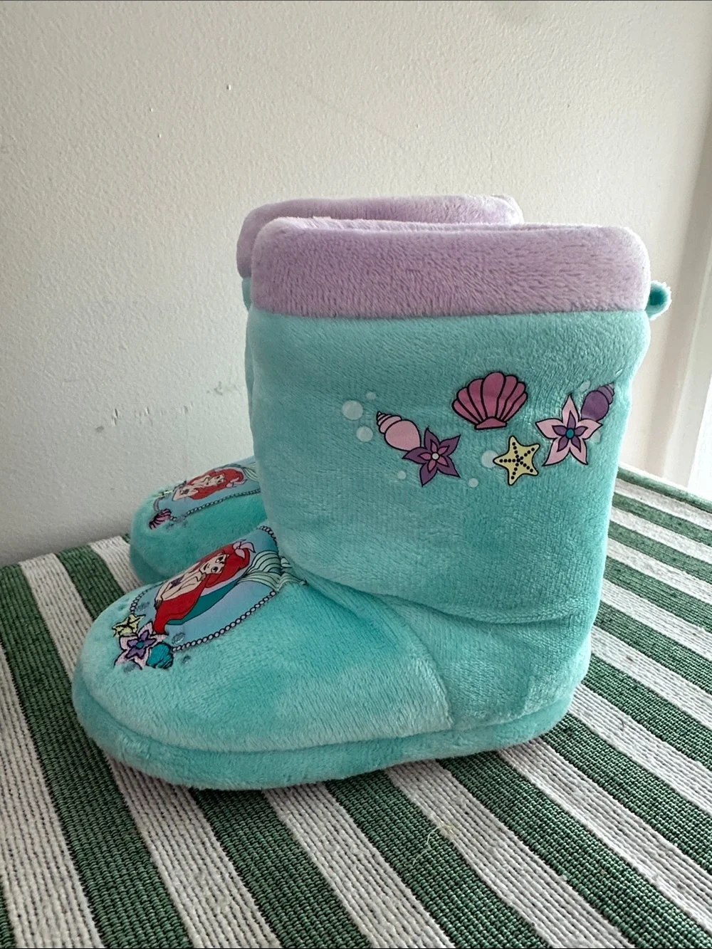 Disney Aqua & Lavender Ariel Plush Slipper Boots for Kids